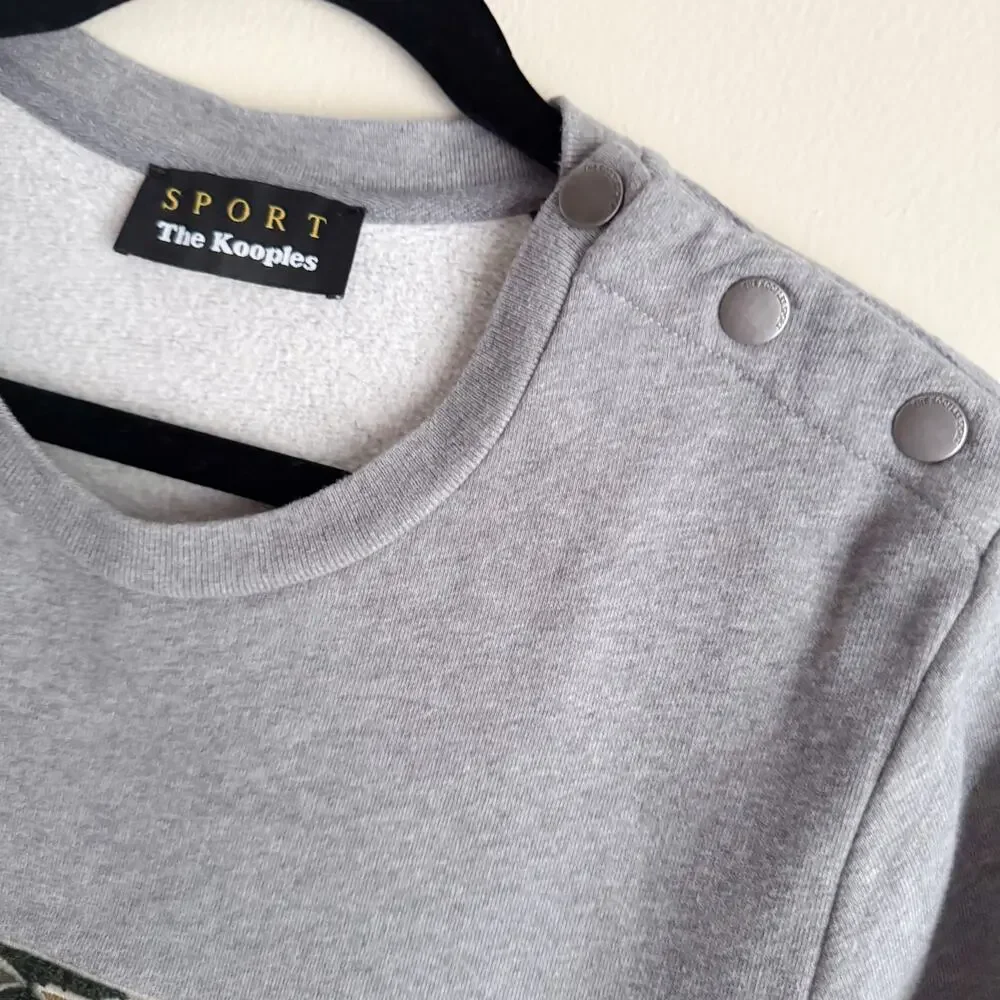 The Kooples Sport Grey + Grey Camo Skull Sweatshirt Small Raised Textured